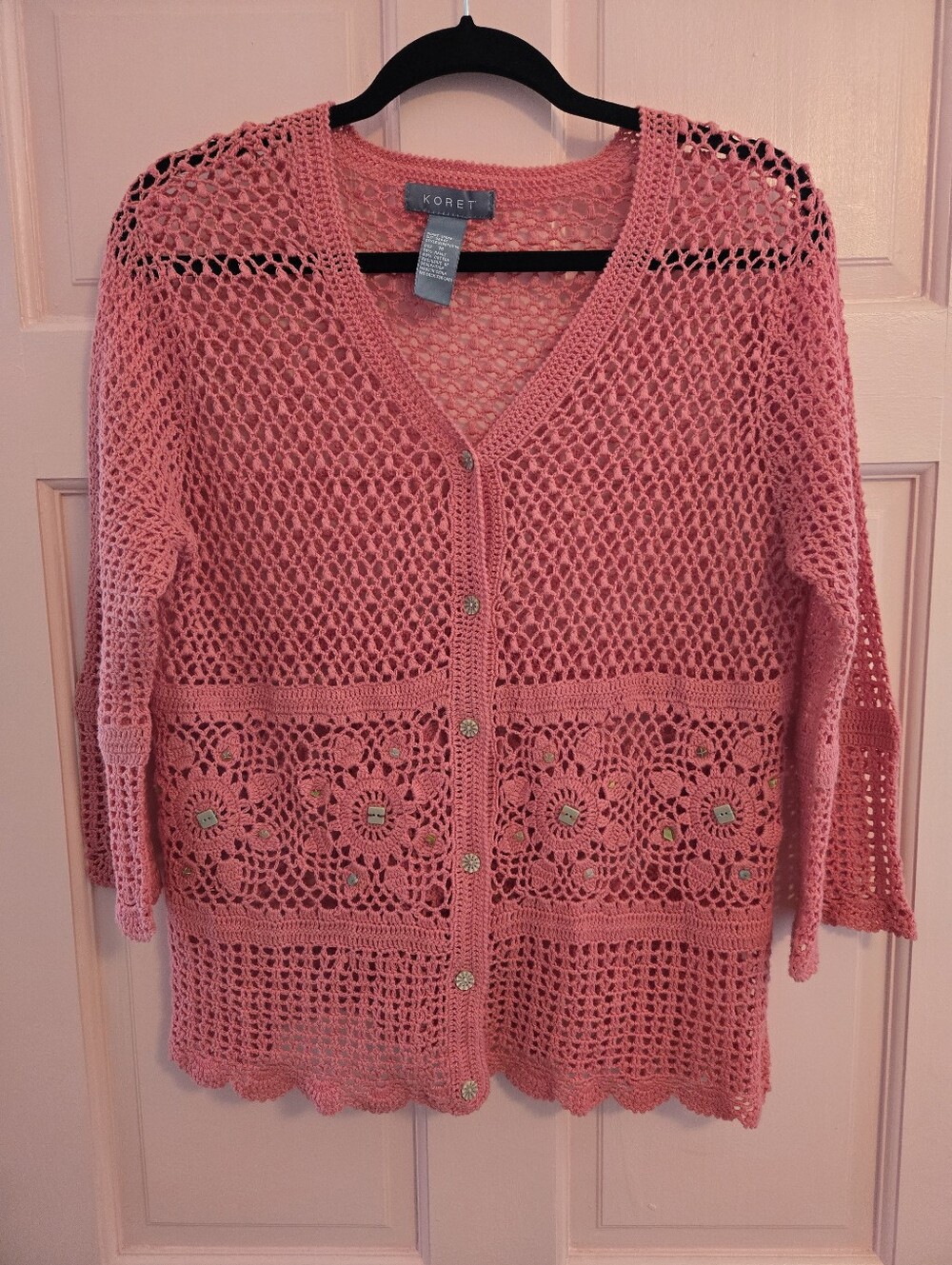 Vintage Crochet Open-Stitch Cardigan